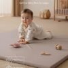 Vegan Leather Crawling Mat, 50 x 50 cm, Thick Foam Padded & Waterproof, Playpen Mat for Infants and Toddlers, Stylish and Easy Wipe Clean Play Mat for
