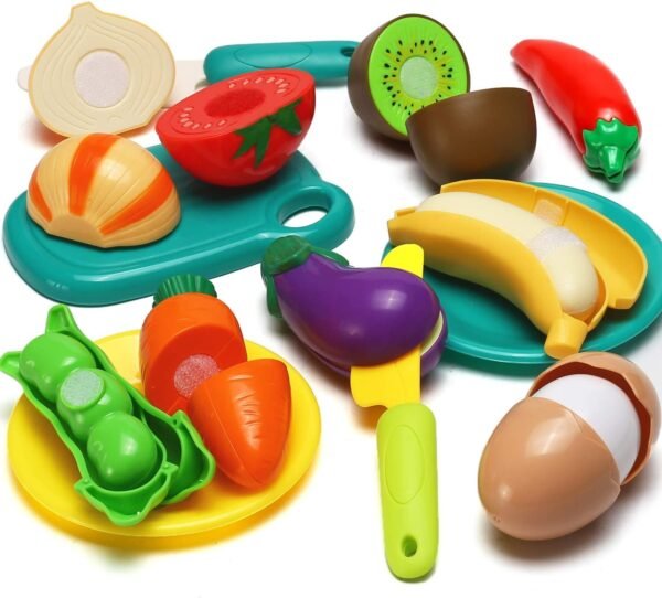 Toworld 70 PCS Cutting Play Food Toy for Kids Kitchen