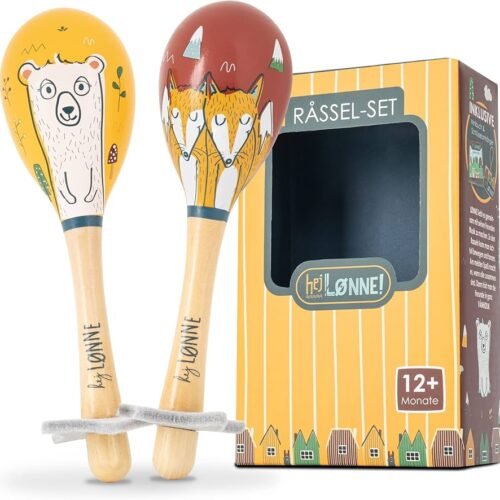 Wooden Rattle Set of 2 Maracas Children Toy