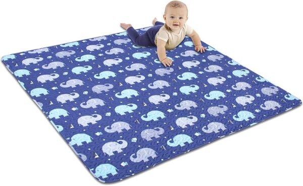 Baby Floor Play Mat Foldable Crawling Mat Blue Elephant