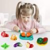 Toworld 70 PCS Cutting Play Food Toy for Kids Kitchen