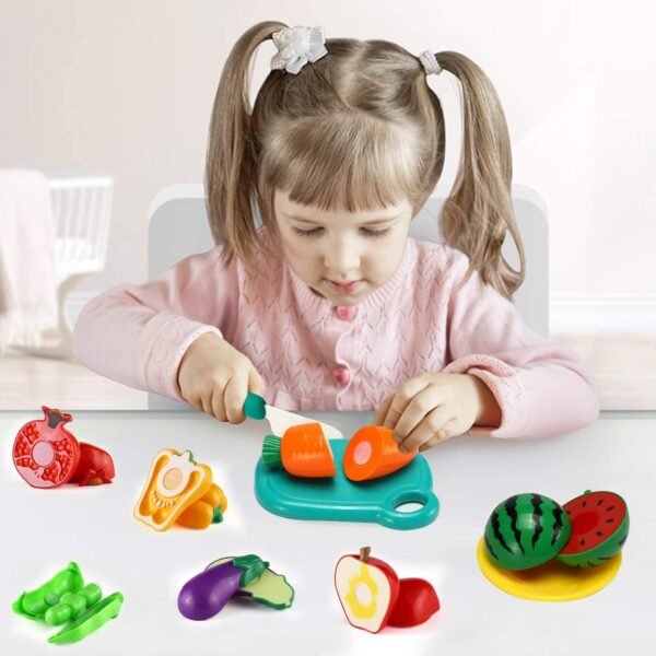 Toworld 70 PCS Cutting Play Food Toy for Kids Kitchen