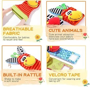 Baby Rattles Toy Socks and Wrist Foot and Wrist Rattle Finder Plush