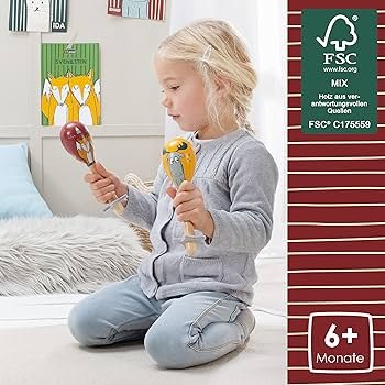 Wooden Rattle Set of 2 Maracas Children Toy