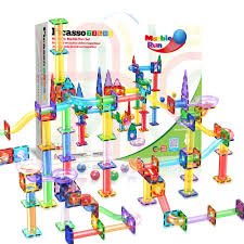 PicassoTiles Marble Run 120 Piece Magnetic Building Blocks Magnet Tile Construction Toy